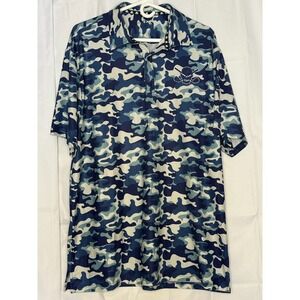 Tattoo Golf Polo Shirt Mens L Blue Camo Short Sleeve